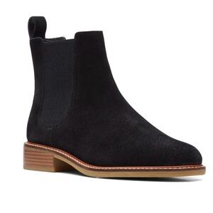 Clarks Black Suede Chelsea Ankle Boot